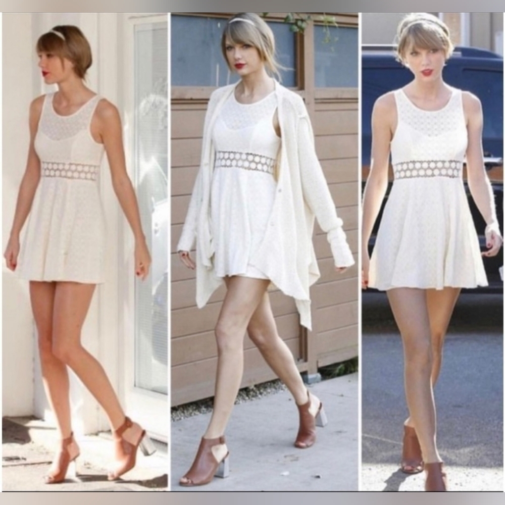 Free People White Crochet Mini Dress